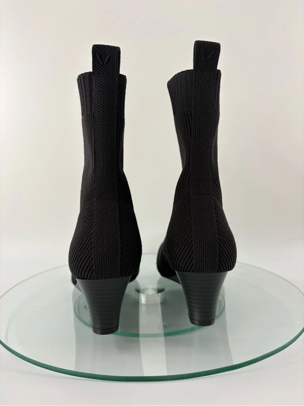 Vivaia Margot Square Toe Wedge Sock Booties Black Water Repellent Size 38